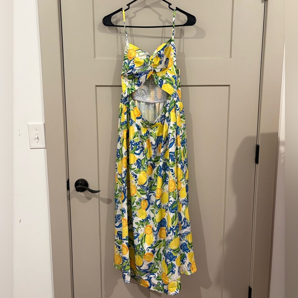 Vibrant Lemon Print Dress